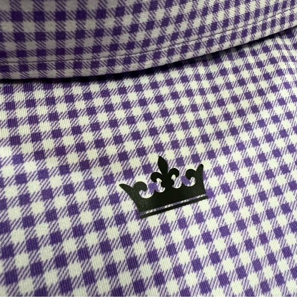 Peter Millar Women’s Large Purple Gingham Element 50+ SPF Polo Shirt Golf O5 - Picture 5 of 5